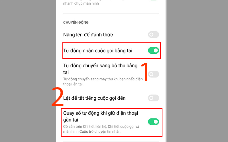 Bật c&aacute;c t&iacute;nh năng quay số th&ocirc;ng minh